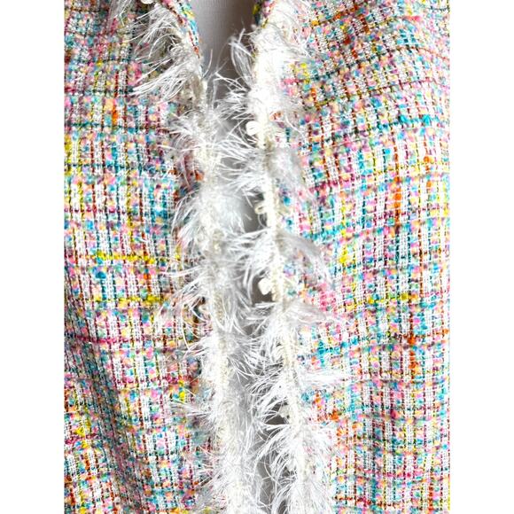 Vintage Newport News Sz 12 Pastel Tweed 2 Pc Suit Fringe Y2K Legally Blonde - Picture 8 of 16
